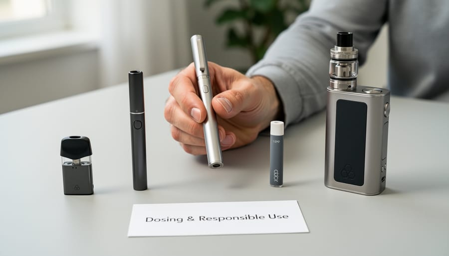 Hands holding a vape cartridge and an oil dropper above a countertop